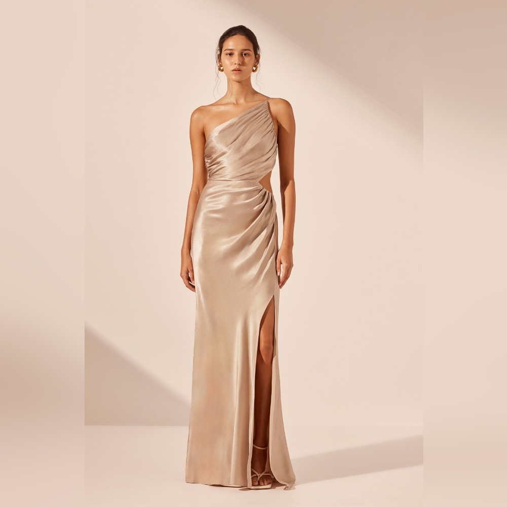 NWOT SHONA JOY LAUND ASYMMETRICAL GATHERED MAXI DRESS